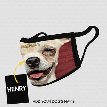 Personalized Dog Gift Idea - Smiling White Chihuahua's Face For Dog Lovers - Cloth Mask